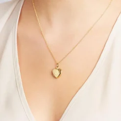 Vergoldetes Herz Medaillon mit Verzierungen SP0767SL