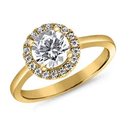 Verlobungsring Halo mit lab grown Diamanten, Gelbgold BDR0021LG-GSL