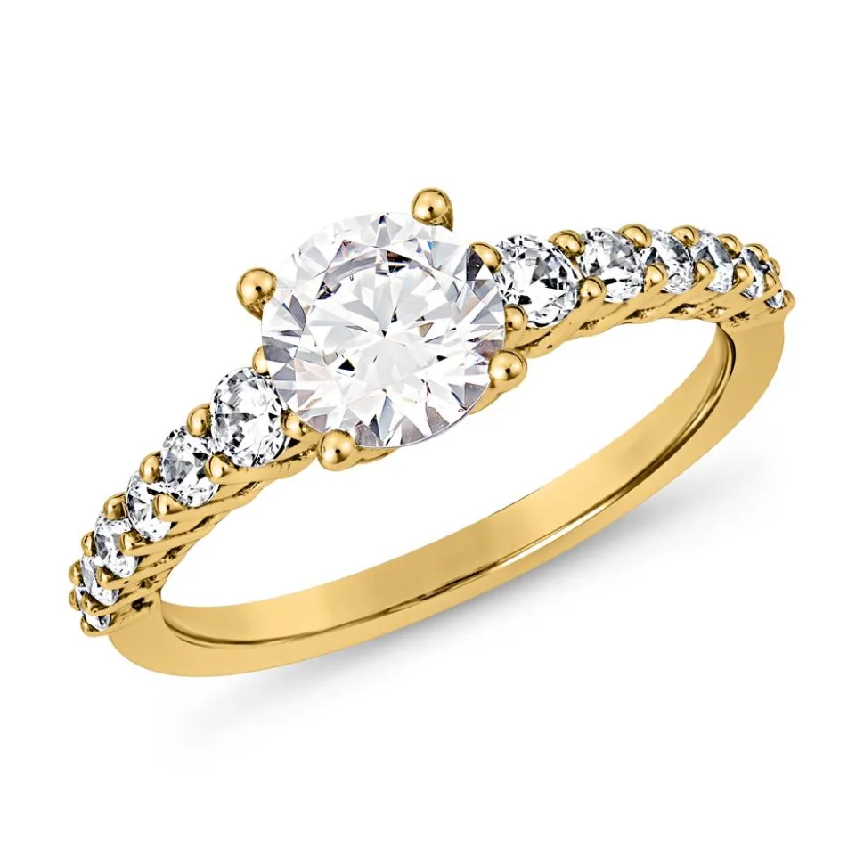 Verlobungsring mit Diamantbesatz aus Gelbgold BDR0022-GSL