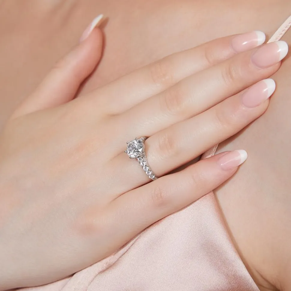 Verlobungsring mit Diamanten aus Weißgold oder Platin BDR0018-WSL