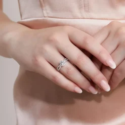 Verlobungsring mit Diamanten aus Weißgold oder Platin BDR0013-WSL