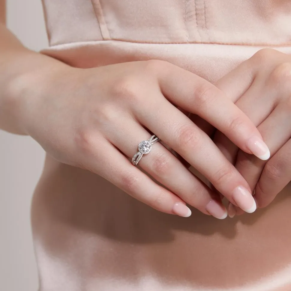 Verlobungsring mit Diamanten aus Weißgold oder Platin BDR0013-WSL