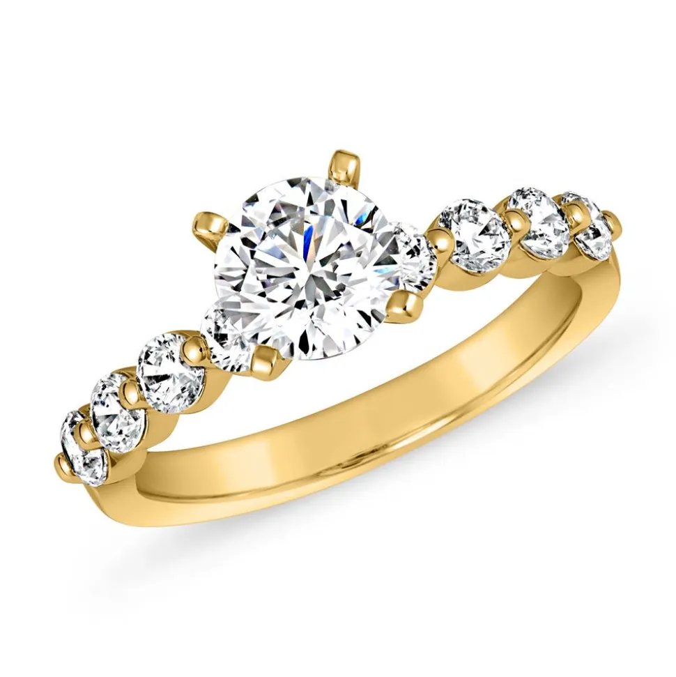 Verlobungsring mit Diamantbesatz aus Gelbgold BDR0035-GSL