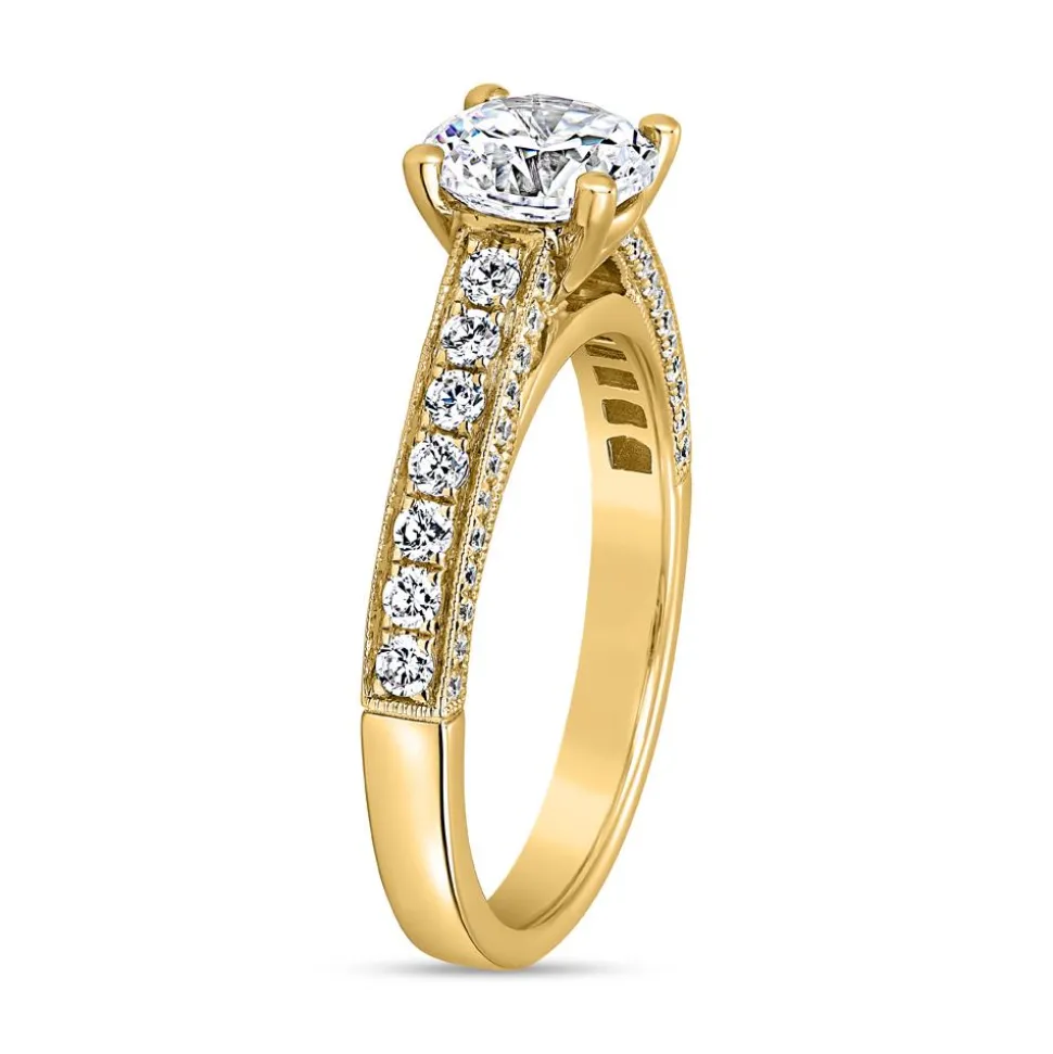 Verlobungsring mit lab grown Diamanten aus Gelbgold BDR0005LG-GSL