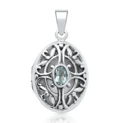 Verschlungenes Medaillon blauer Topas SP0516SL