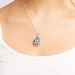 Verschlungenes Medaillon blauer Topas SP0516SL