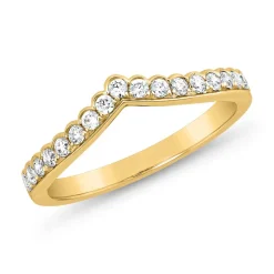 V-förmiger Goldring für Damen mit Diamantbesatz BDR0048-GSL