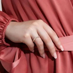 V-förmiger Goldring für Damen mit Diamantbesatz BDR0048-GSL