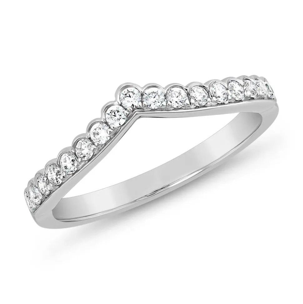 V-förmiger lab-grown Diamantring, Weißgold oder Platin BDR0048LG-WSL