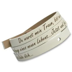 Weißes Echtleder-Armband zum Wickeln gravierbar LB0365SL