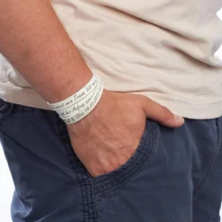 Weißes Echtleder-Armband zum Wickeln gravierbar LB0365SL