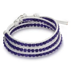 Weißes Lederarmband mit Amethyst LB0208