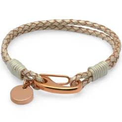 Weißes Lederarmband mit Edelstahlverschluss LB0353SL