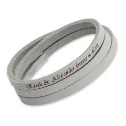 Weißes Lederarmband mit Gravurmöglichkeit LB0016SLL