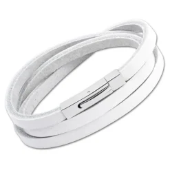 Weißes Lederarmband mit Gravurmöglichkeit LB0016SLL