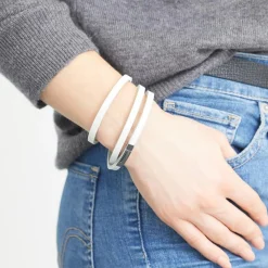 Weißes Lederarmband mit Gravurmöglichkeit LB0016SLL