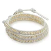 Weißes Lederarmband mit Süßwasserperlen LB0211