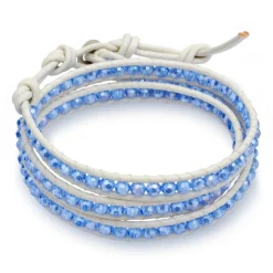 Weißes Lederarmband mit Zirkonia LB0202