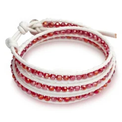 Weißes Lederarmband mit Zirkonia LB0205