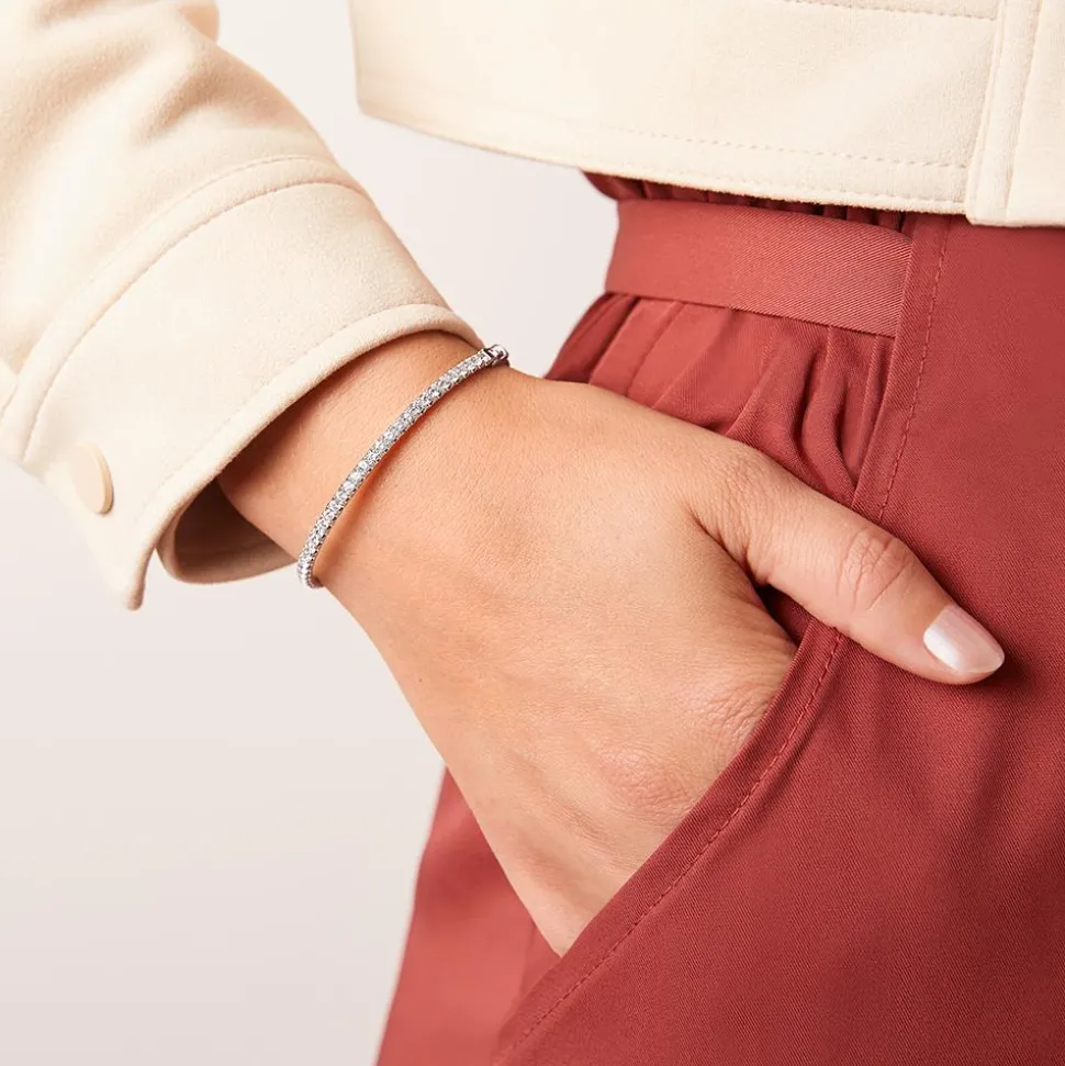 Weißgold oder Platin Armreif mit Diamantbesatz BDB0028-WSL