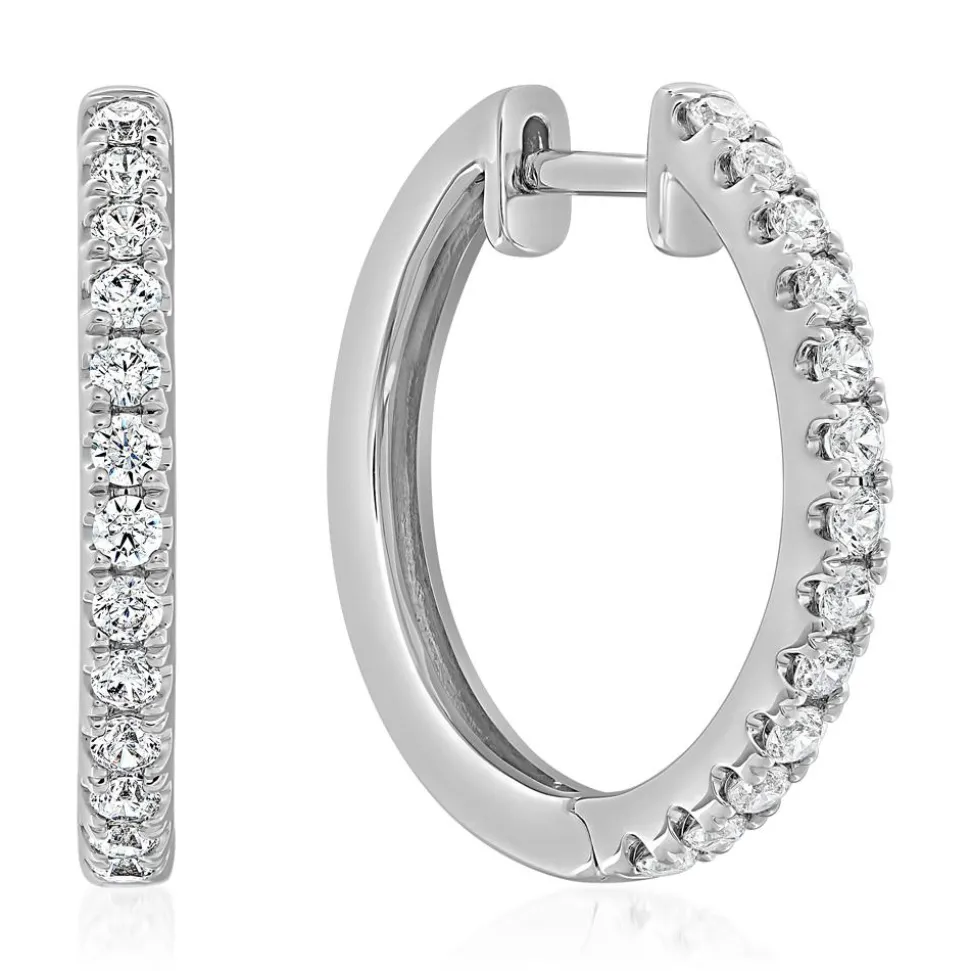 Weißgold oder Platin Creolen mit Brillanten, Lab Grown BDE0087LG-WSL