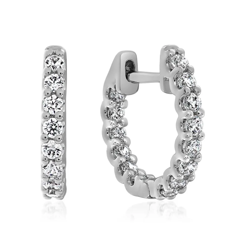 Weißgold oder Platin Ohrringe für Damen mit Diamanten BDE0061-WSL