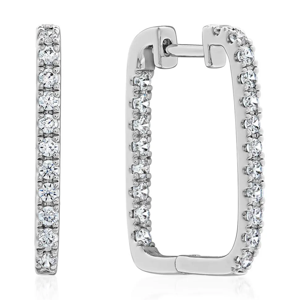 Weißgold oder Platin Ohrschmuck mit Diamanten, Lab BDE0039LG-WSL