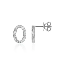 Weißgold oder Platin Ohrstecker mit Diamanten, Lab BDE0049LG-WSL