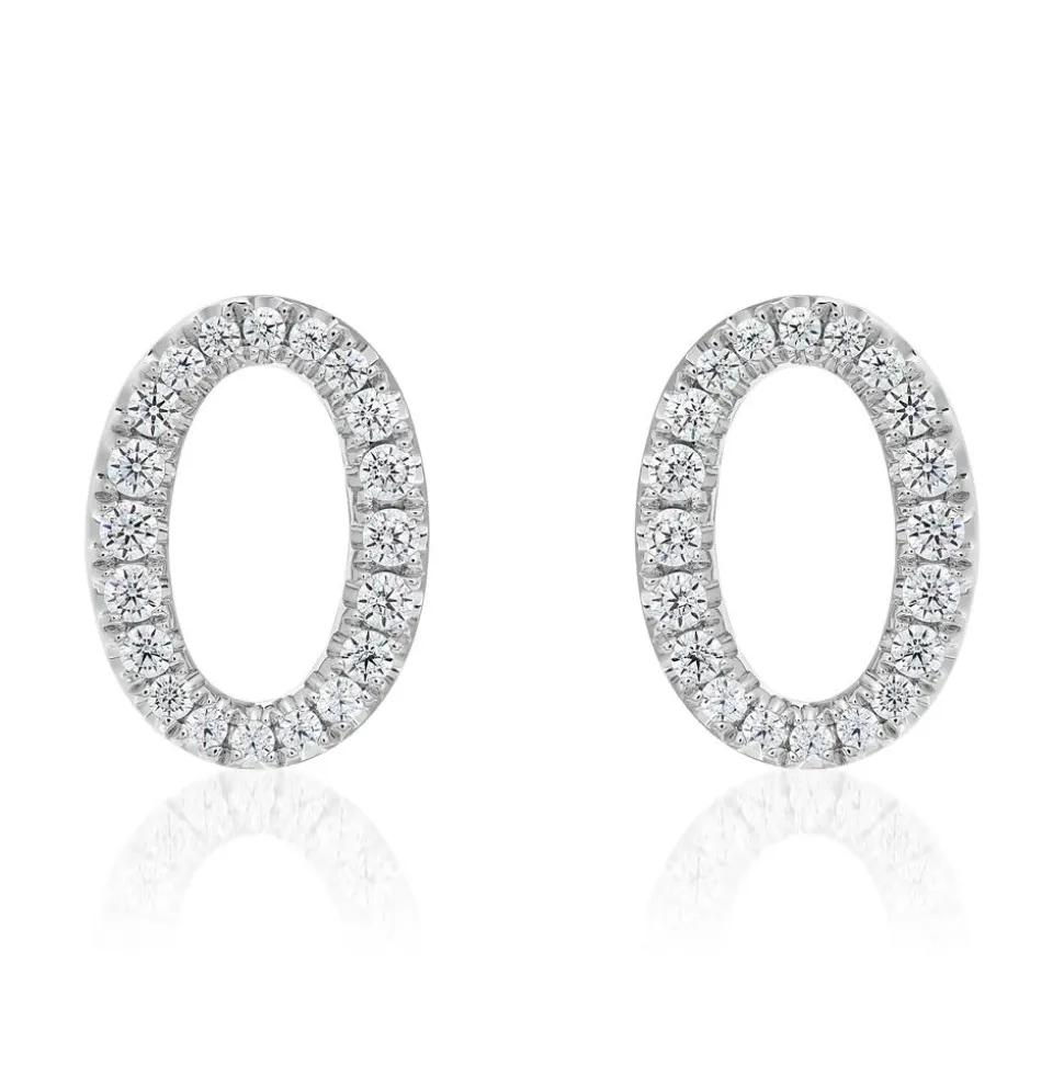 Weißgold oder Platin Ohrstecker für Damen mit Diamanten BDE0049-WSL