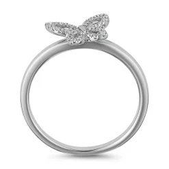 Weißgold oder Platin Ring Schmetterling mit Diamanten BDR0099-WSL