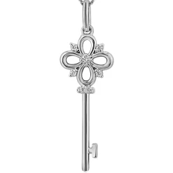 Weißgoldene Kette mit Diamantanhänger Schlüssel BDP0043-WSLK