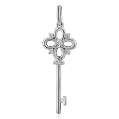 Weißgoldene Kette mit Diamantanhänger Schlüssel BDP0043-WSLK