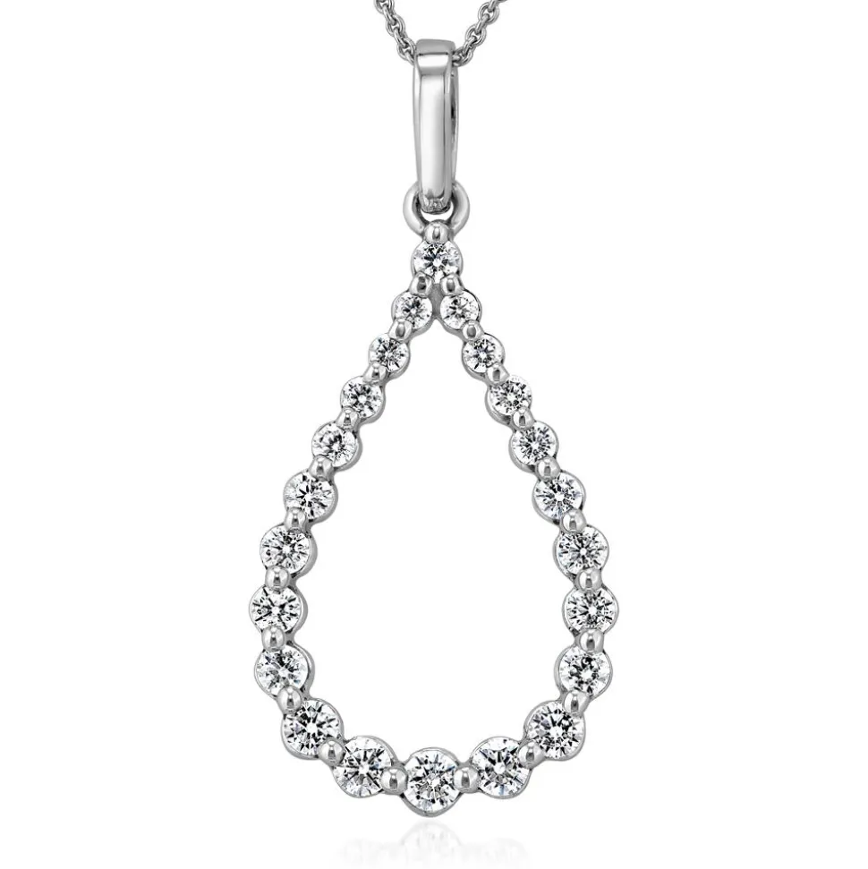 Weißgoldene Kette mit Diamantanhänger, lab grown BDP0052LG-WSLK