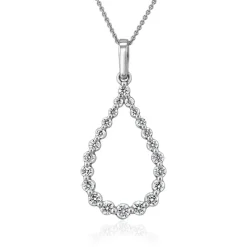 Weißgoldene Kette mit Diamantanhänger, lab grown BDP0052LG-WSLK