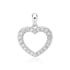Weißgold-Herz-Anhänger mit 22 Diamanten 0,19 ct. BDP0012-14KWSL