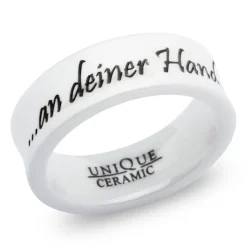 Weisse Trauringe Keramik Lasergravur 7mm KR0013lg