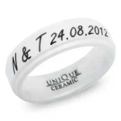 Weisser Keramikring Lasergravur 7mm matt KR0014lge