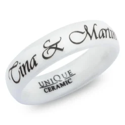 Weisser Keramikring Lasergravur 6mm poliert KR0010lge