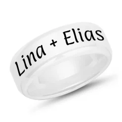 Weisser Keramikring Lasergravur 8mm matt KR0015lge