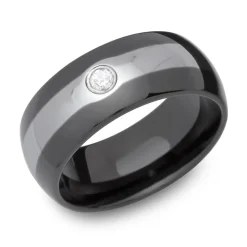 Wolframring poliert zweifarbig Zirkonia TUR0042czSL