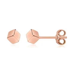 Würfel Ohrstecker aus rosévergoldetem 925er Silber SE0935