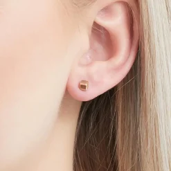Würfel Ohrstecker aus rosévergoldetem 925er Silber SE0935