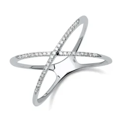 X-Ring aus 585er Weißgold mit Diamanten DR0424
