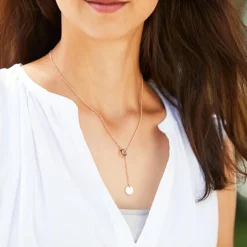 Y-Halskette aus rosévergoldetem Edelstahl, gravierbar N5103SL