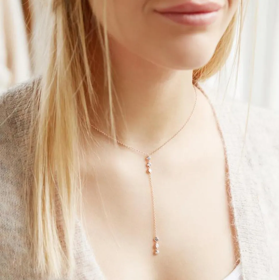 Y-Kette aus rosévergoldetem 925er Silber mit Zirkonia SN0514