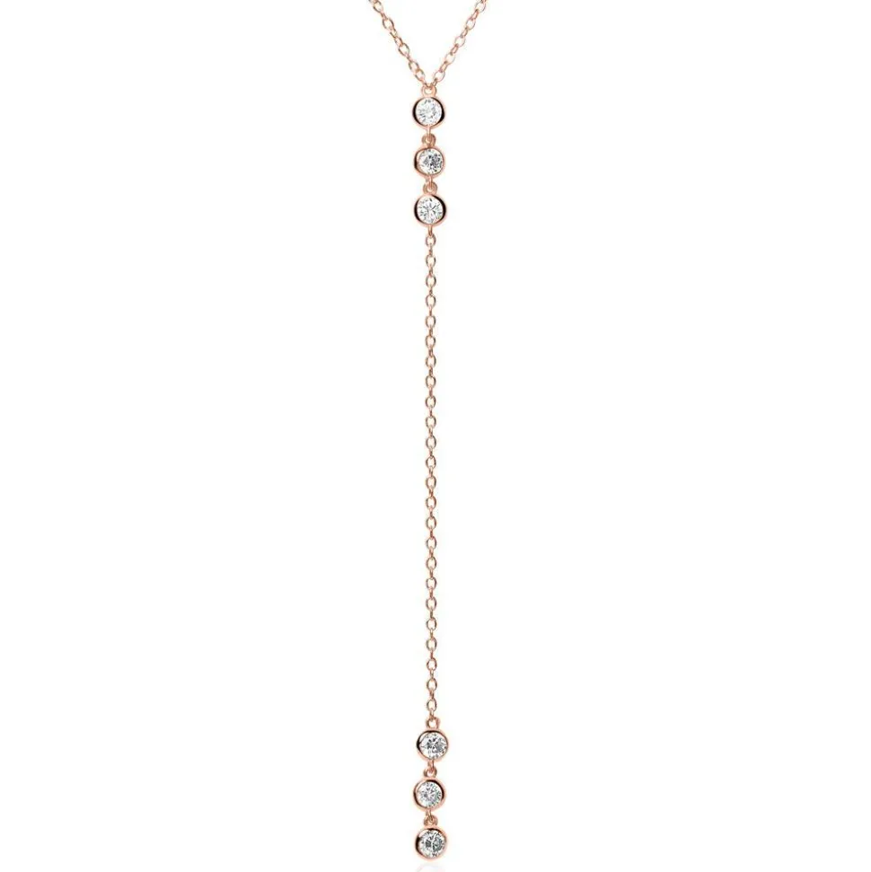 Y-Kette aus rosévergoldetem 925er Silber mit Zirkonia SN0514