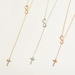 Y-Kette 925er Silber Roségold Kreuz Infinity SN0371