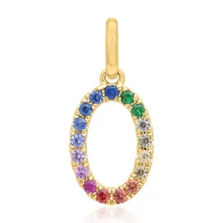 Zahlanhänger 0 aus 585er Gold mit bunten Saphiren BDP0064-14KGSL