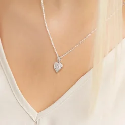 Zirkonia Kette mit Herzanhänger 925er Silber SP0749SLK