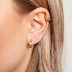 Zirkoniabesetzte Ohrstecker für Damen aus 375er Gold GE0368